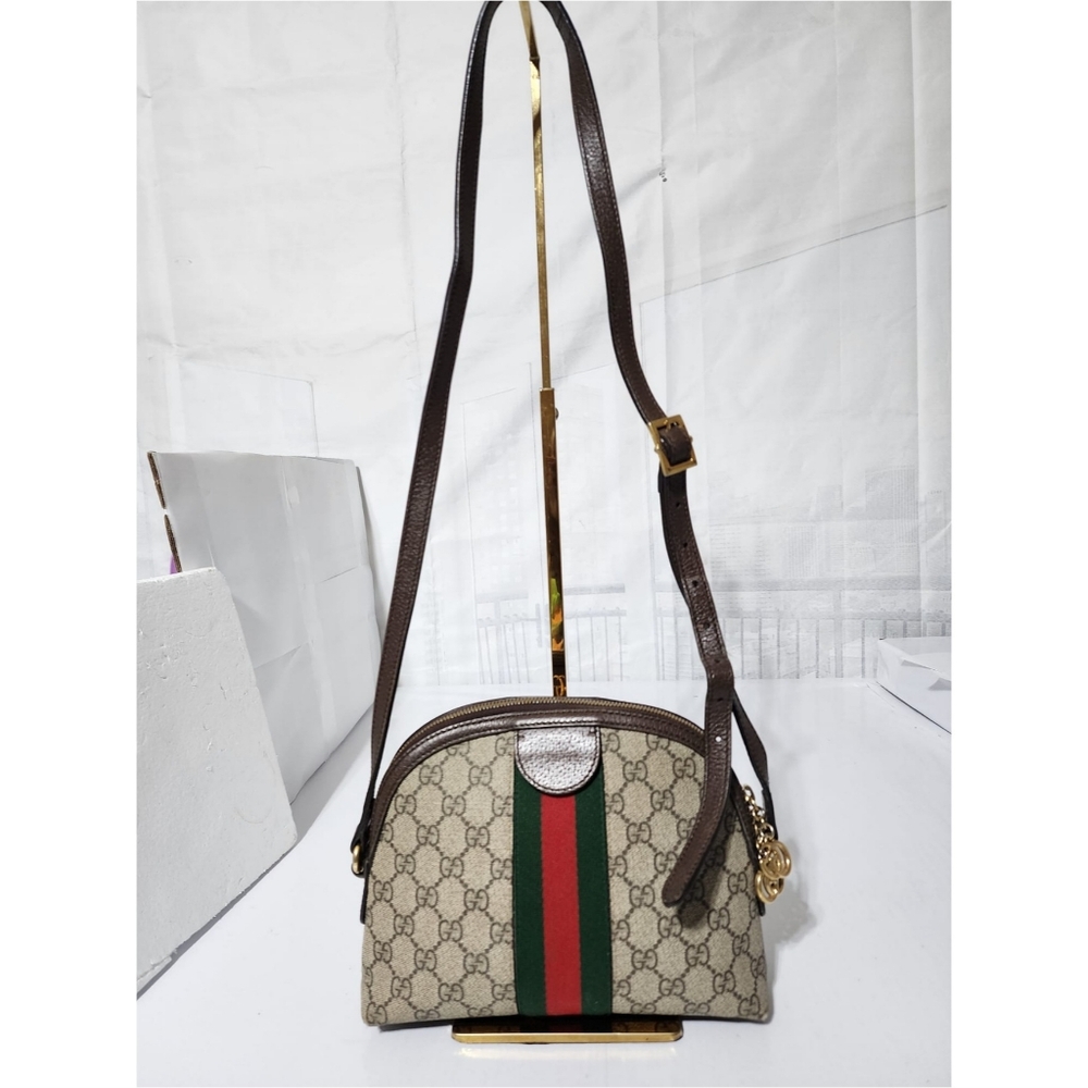 GUCCI GG Ophidia Web Sherry Line Shoulder Bag Beige/Brown - Picture 1 of 16